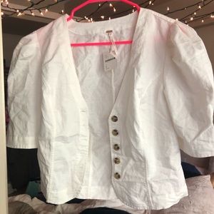 Free People White Button Blouse